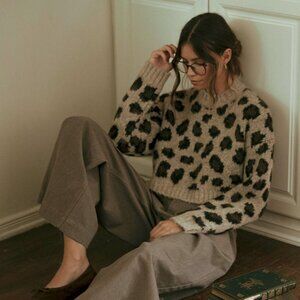 Leopard Print Knit Sweater